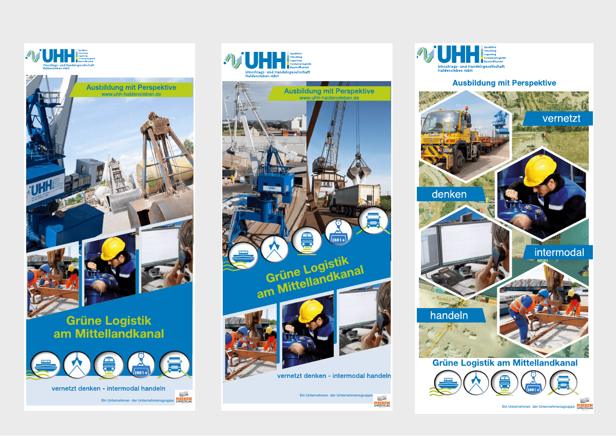 Drei Roll-up-Gestaltungsbeispiele für UHH